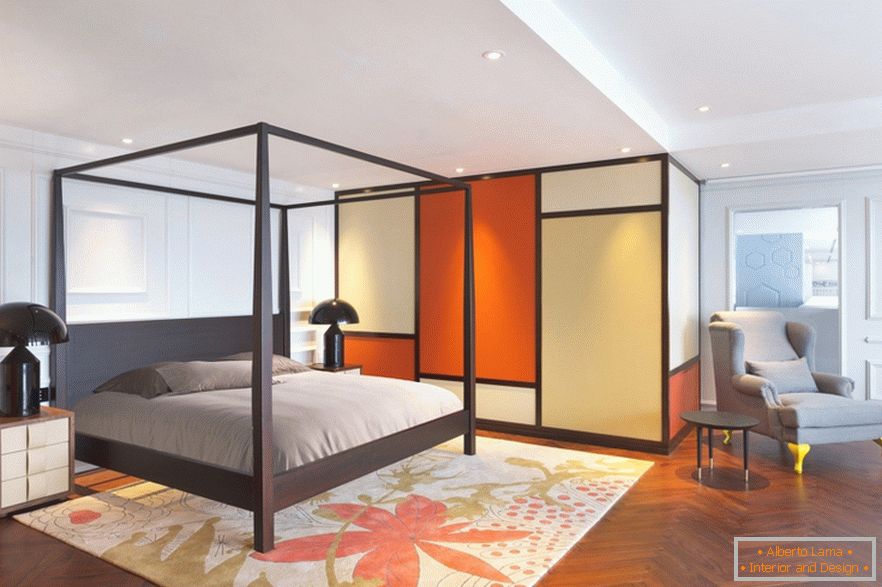 Narancssárga hálószoba stílusos stúdió apartman Pekingben