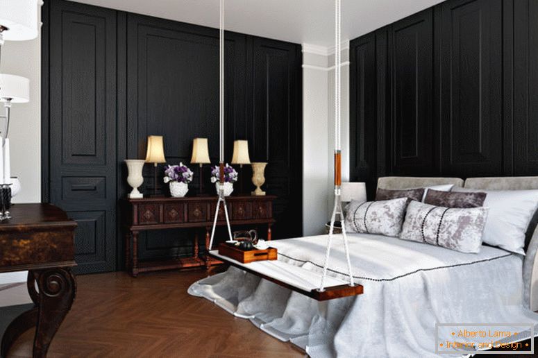 fekete falú-in-belső-klasszikus hálószoba
