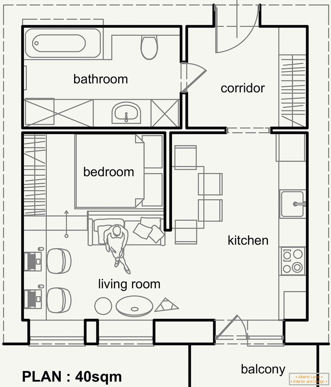 A kis modern lakás elrendezése