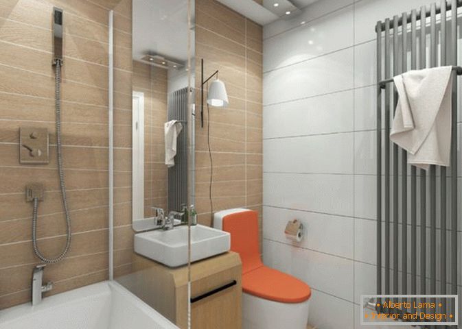 Fürdőszoba egy keskeny stúdió lakásban