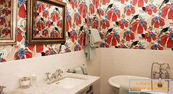 A fürdőszobai tapéta díszítése, fénykép 33