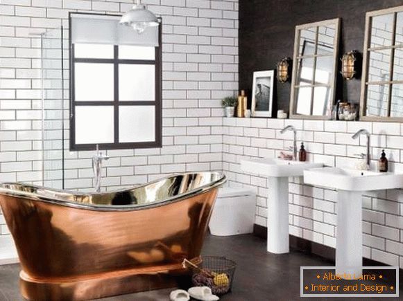 Luxus fürdőszoba design tetőtéri stílusban - fotó