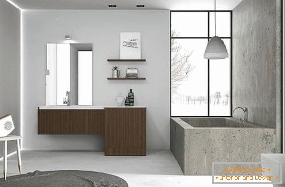 Modern fürdőszobai bútorok tetőtéri stílusban