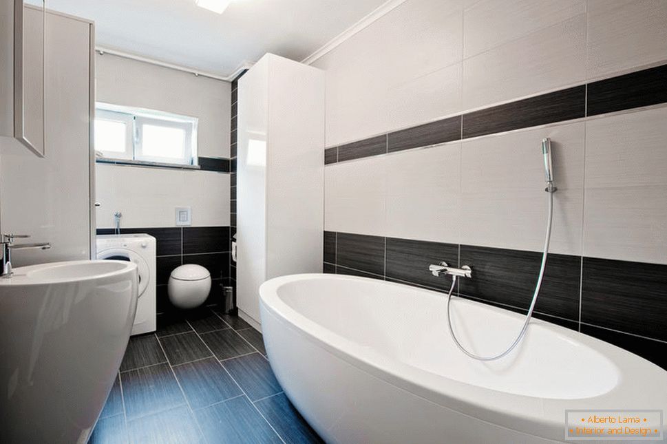 Fürdőszoba belső tér vízszintes csempe