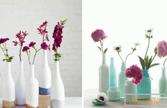 Vázák az üvegpalackokból saját kezükben - hogyan kell festeni
