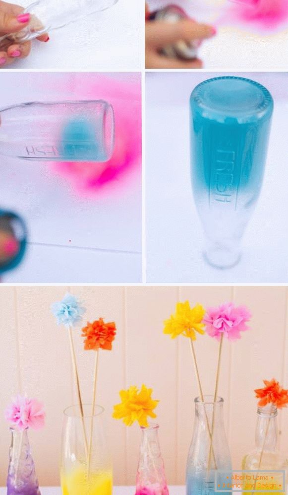 Hogyan készítsünk egy vázát egy üvegből aeroszol festékkel