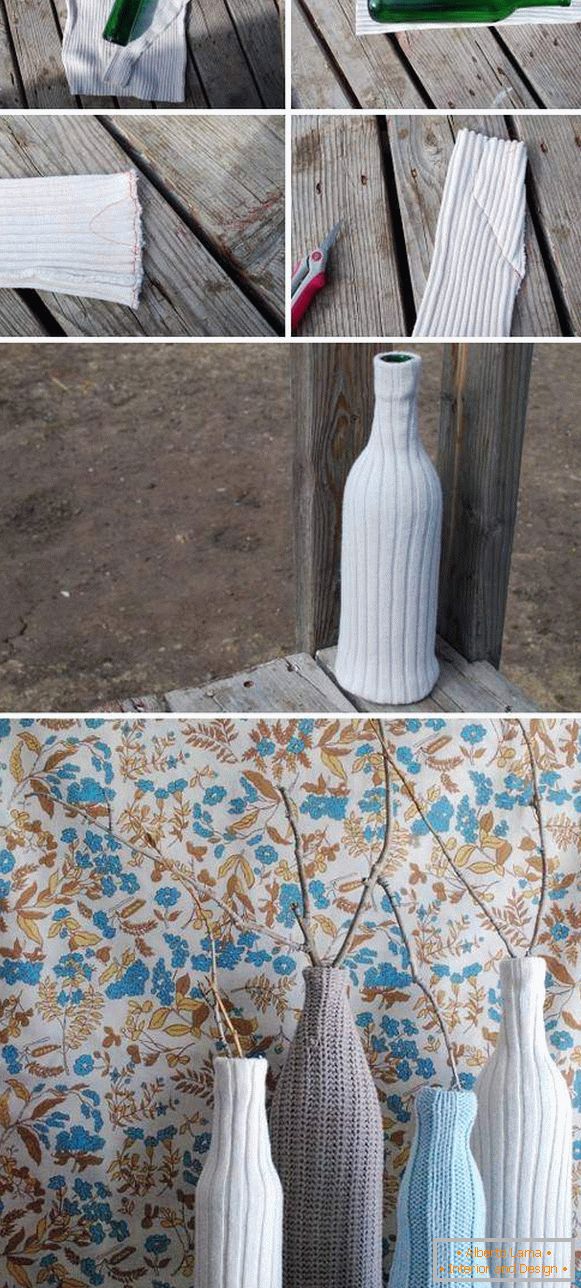 Hogyan készítsünk egy gyönyörű vázát a saját kezünkkel egy üvegből