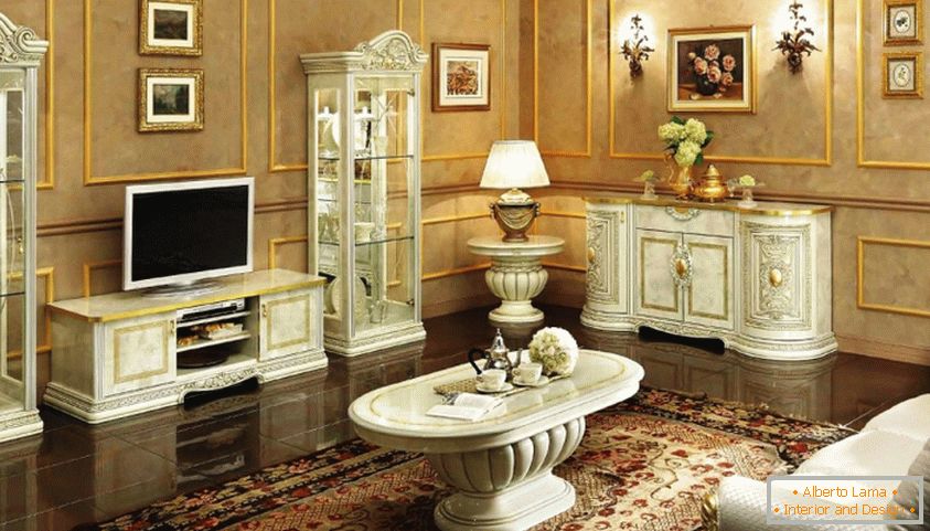 Hogyan válasszuk ki a megfelelő bútorokat a nappaliba a klasszikus stílusban?