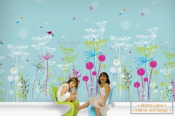 Gyermek falikártya lányoknak - kék színű fénykép