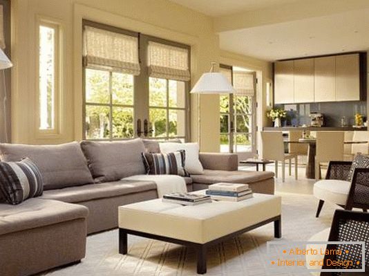 Modern nappali világos színekben