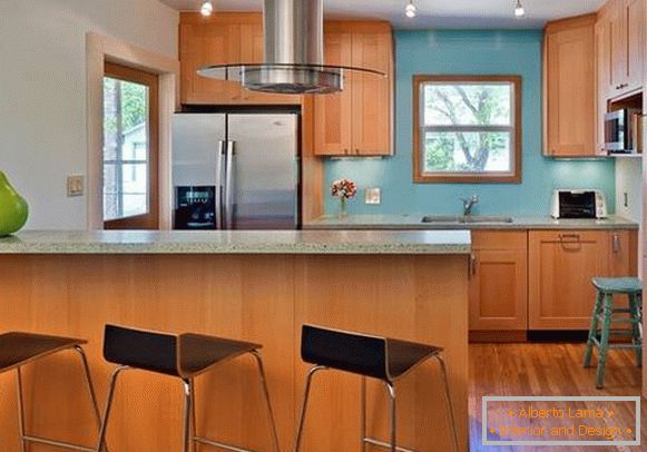 Kombináció kék színű a konyhában belső fotó