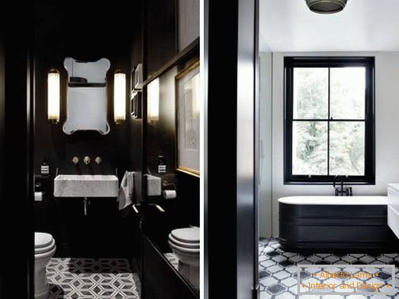 Stílusos fürdőszoba és WC kialakítás fekete színben