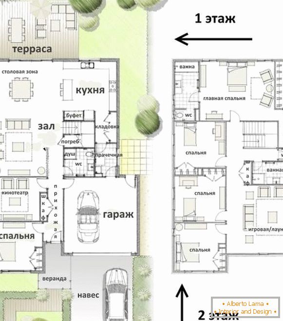 Hogyan készítsük el a második emeletet egy magánházban - egy projektet 4 hálószoba és egy játszótér számára