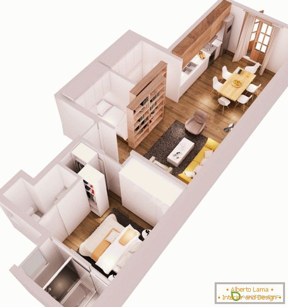 Egy hálószobás lakás elrendezése