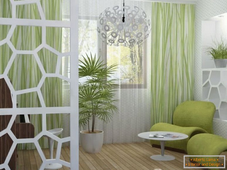Fehér és zöld a nappaliban