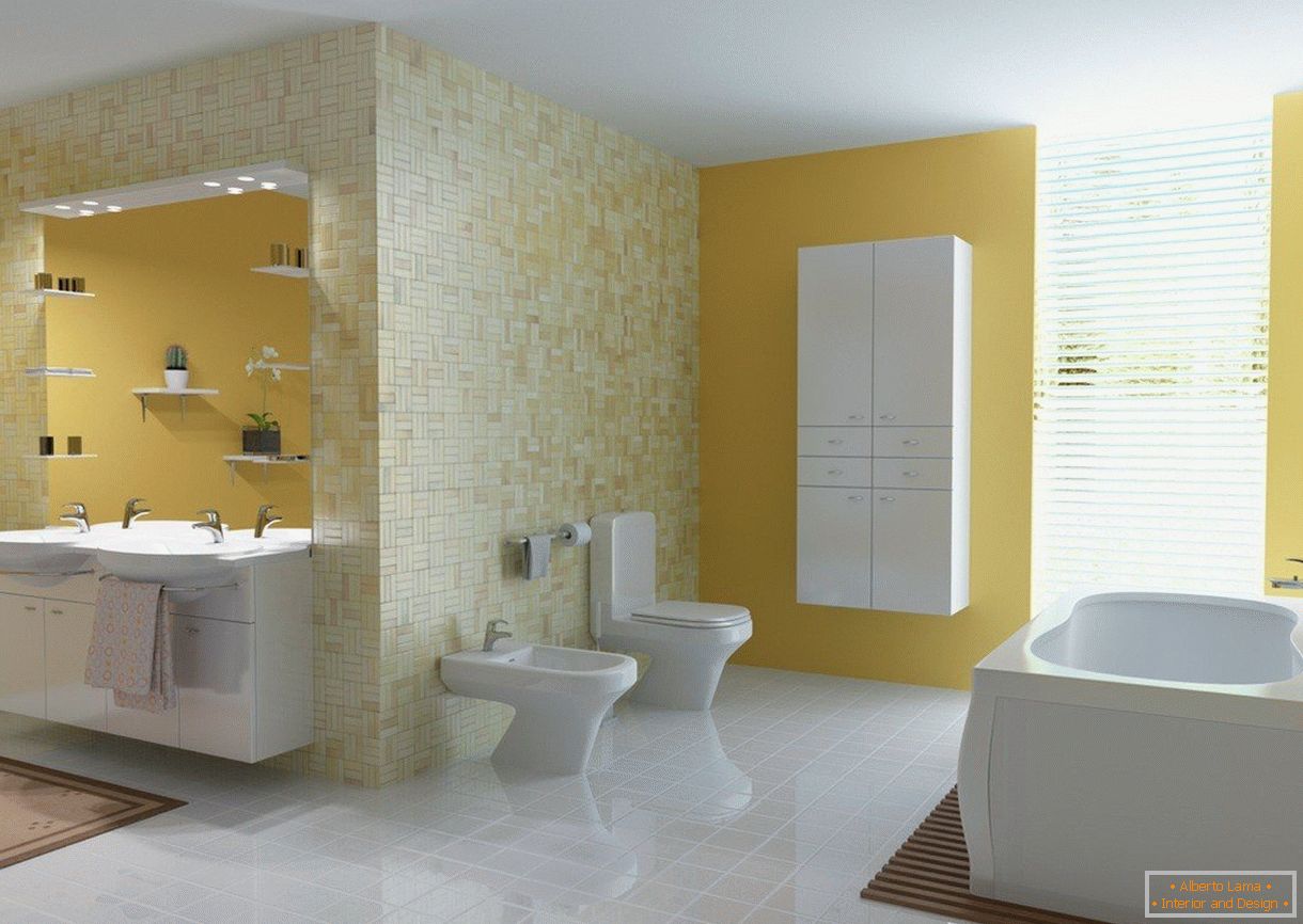 Sárga-fehér fürdőszoba