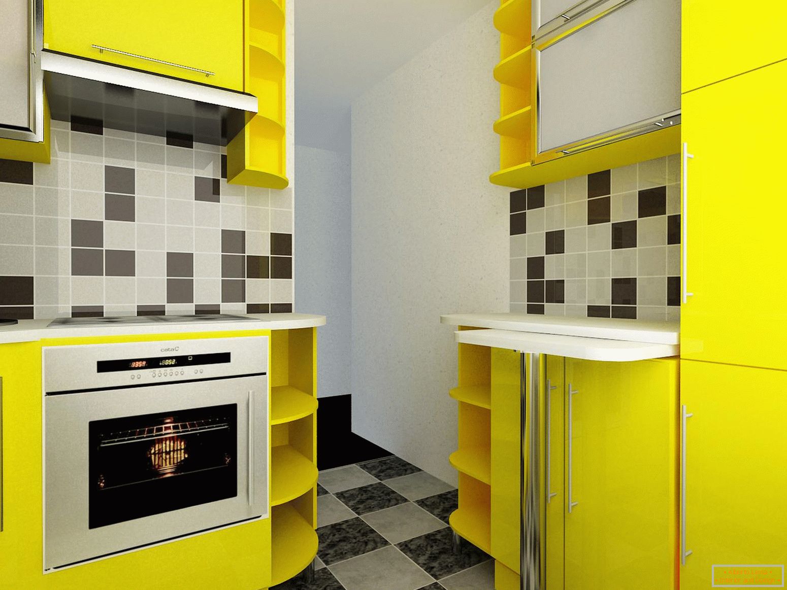 Kis konyha sárga színben