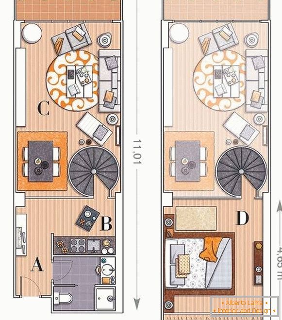 A kétemeletes lakás elrendezése