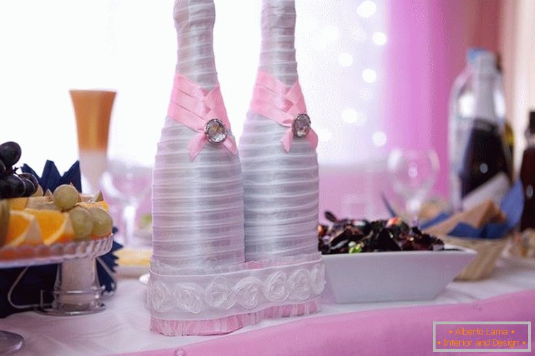 Esküvői palackok díszítése лентами