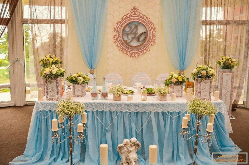 Angyalok és gyertyák az esküvői asztalon
