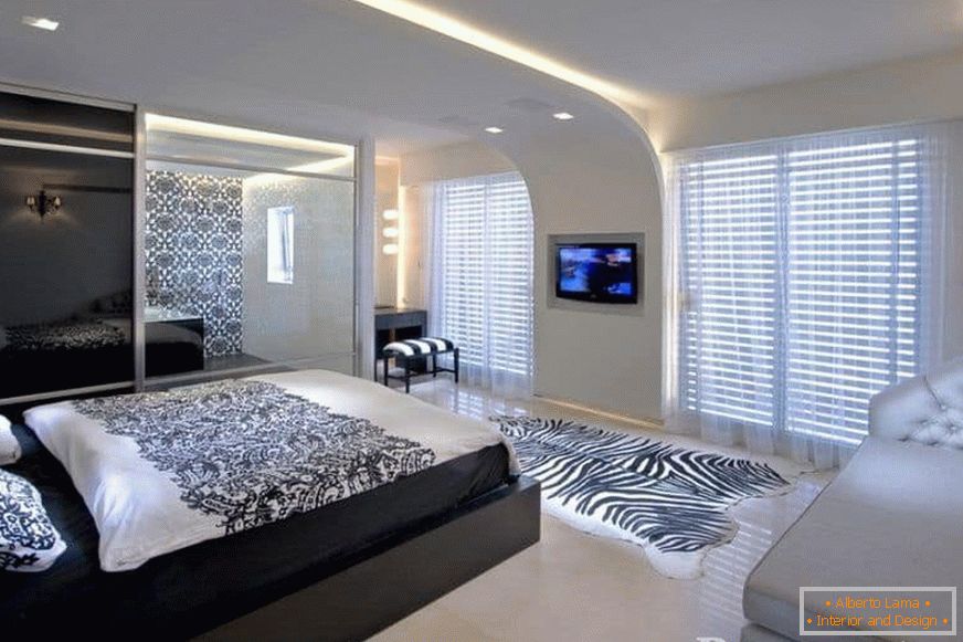 LED háttérvilágítás a hálószobában - nappali egy szobában