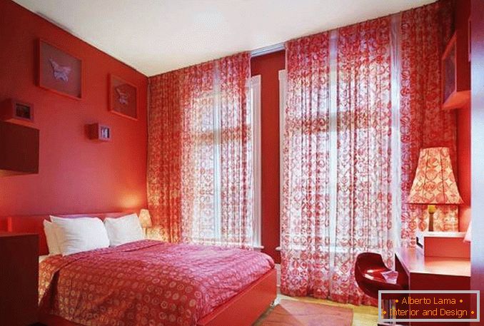 piros fehér hálószoba design fotó, fénykép 16