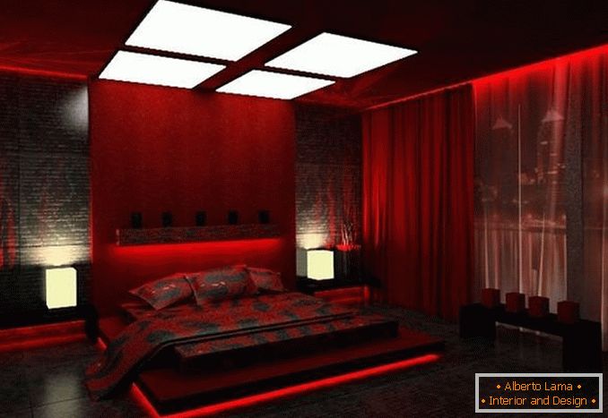 vörös hálószoba design, fotó 27