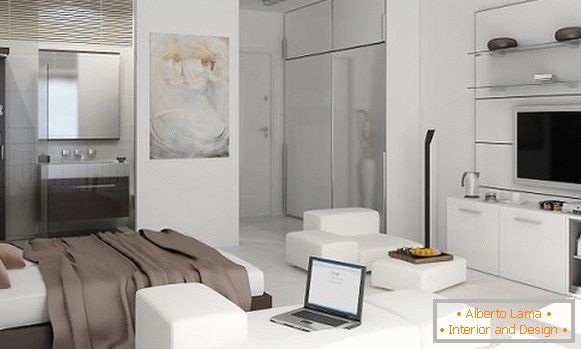 Design stúdió apartman 25 nm-es fehér és világos színekkel