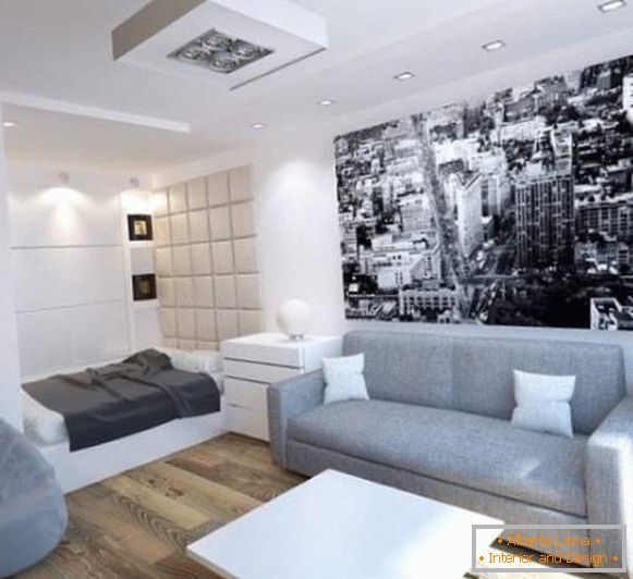 A design egy kis lakás Hruscsov - egy hálószoba egy szobában
