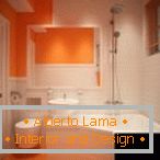 Fürdőszoba narancssárga fehér belsővel