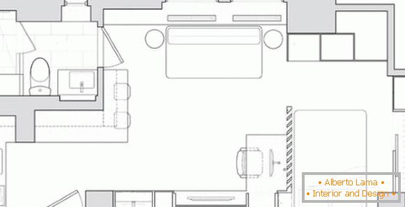 Tervezési lakás projekt 40 négyzetméteres M - a rendszer a szobák
