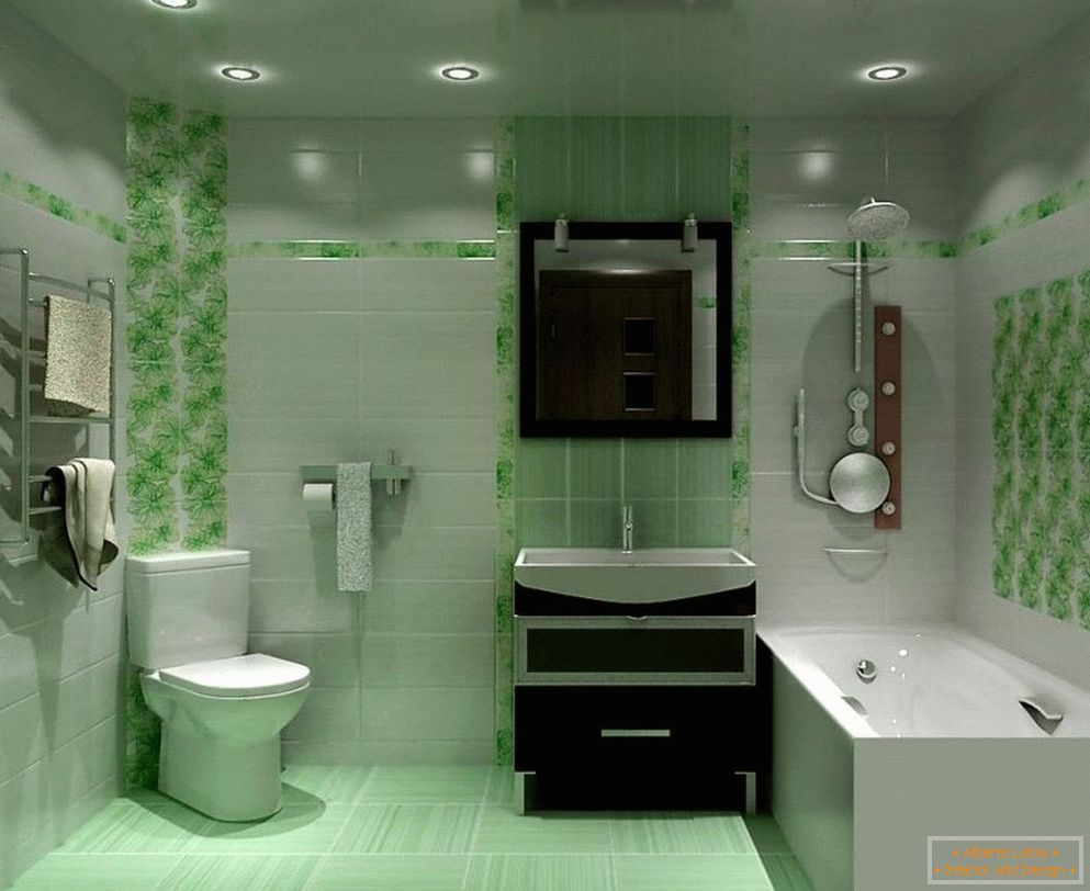 A fürdőszoba zöld árnyalatú