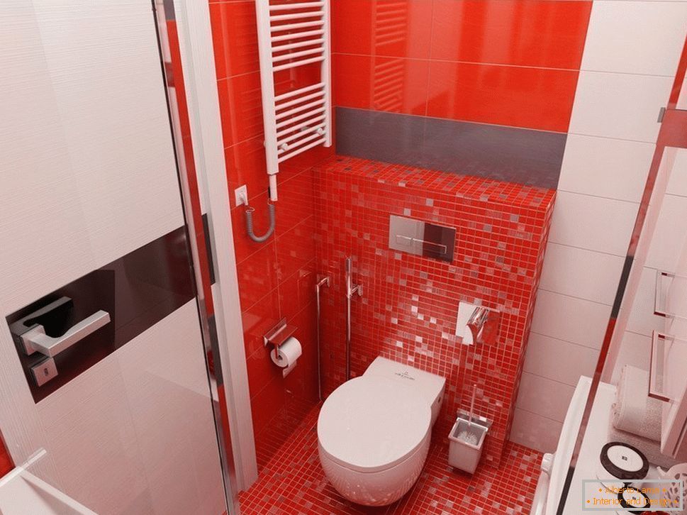 Vörös csempe a fürdőszobában