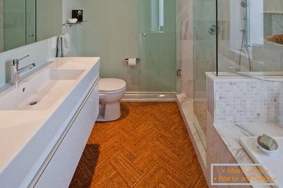 Fürdőszobai tervezés parafa padlóval