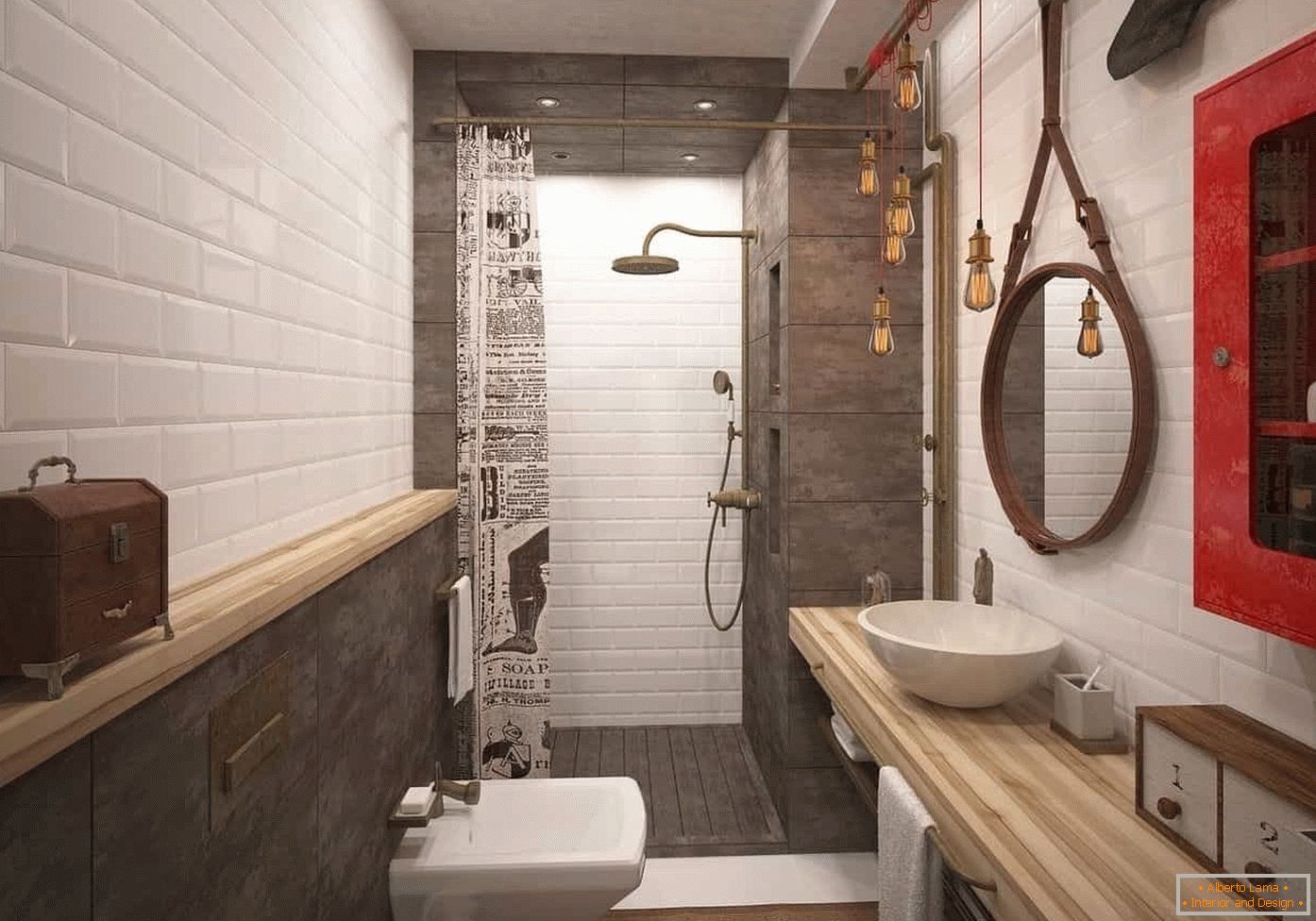 Loft stílusú fürdőszoba