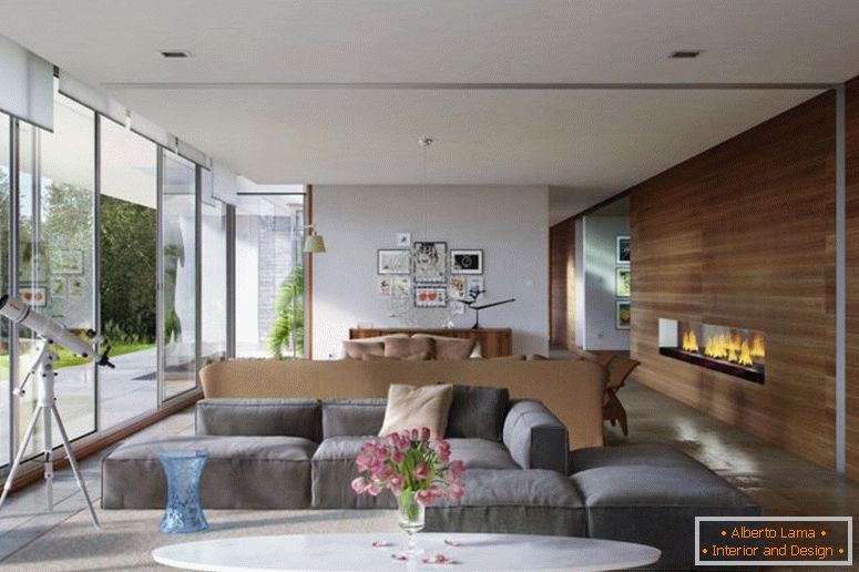 egy-komfort-szekcionált-szürke kanapé-in-a-otthonos-nappali