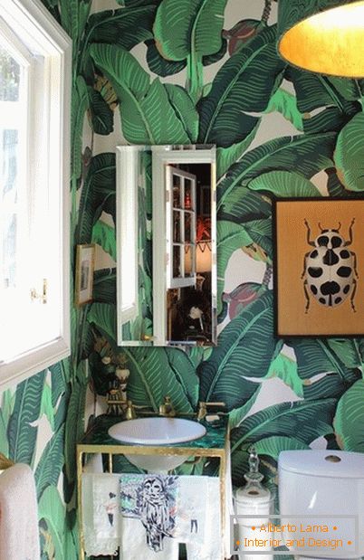 Fürdőszobai dekoráció a dzsungel stílusában