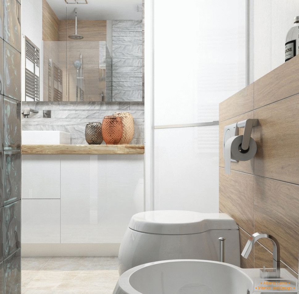 Fürdőszoba belső fehér minimalista stílusban