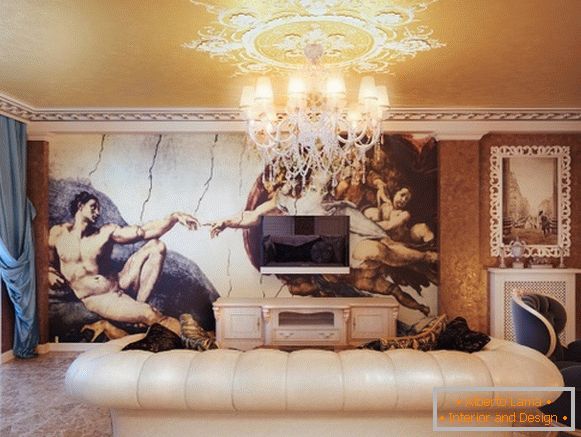 elegáns festett falú nappali