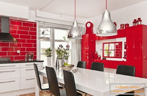 A konyha vörös, fehér fénykép 14