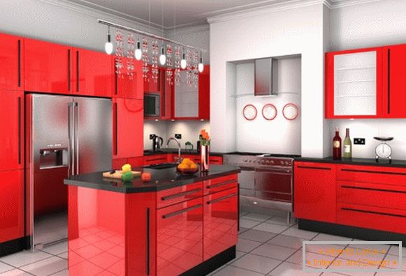 Piros fekete konyhai tervezés fénykép 32