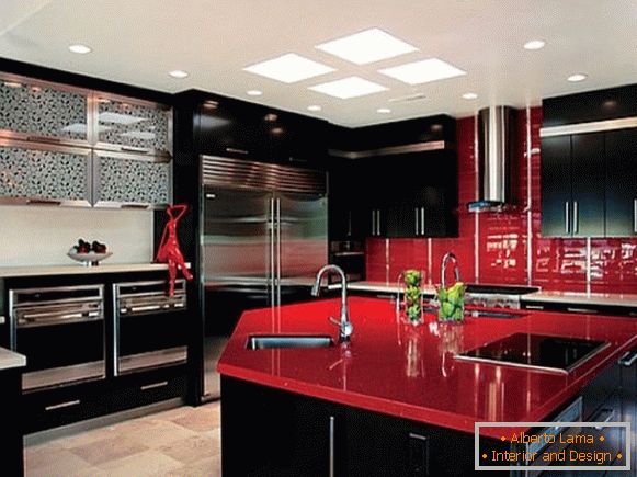 Piros fekete konyhai tervezés fénykép 33