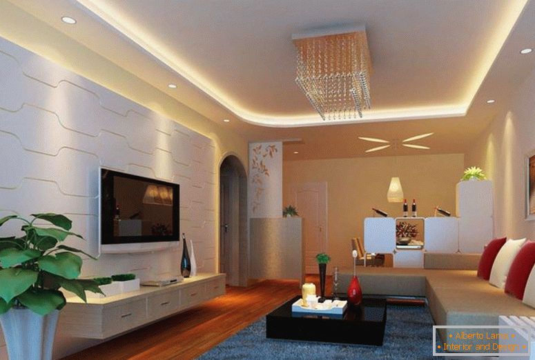 függesztett mennyezet-pop-design-világítás-for-nappali-belső-fali burkolat 2014