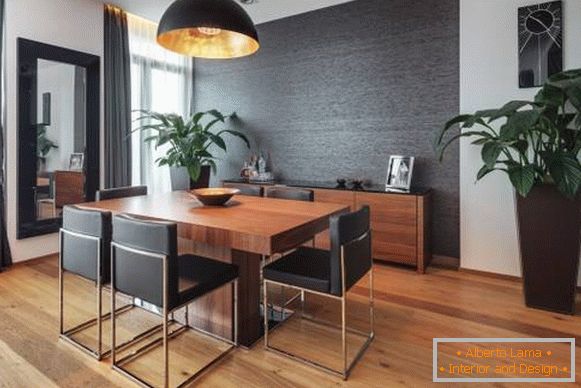 Stílusos nappali design sötét színekben