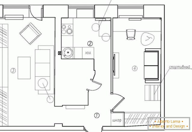 Kétszobás apartman tervezése Oroszországban