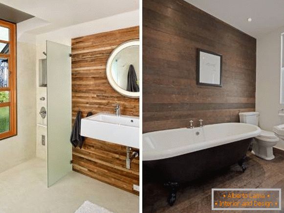 Fa panelek a falak belső dekorációjához - a fürdőszobai fotó