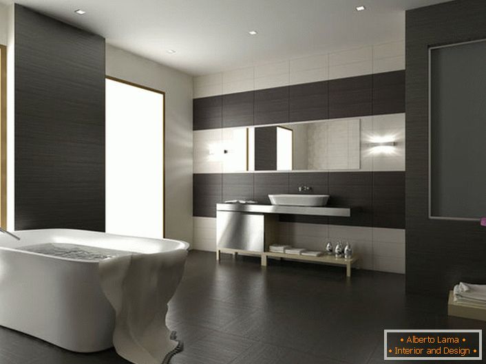 Fürdőszoba belső tér high-tech stílusban