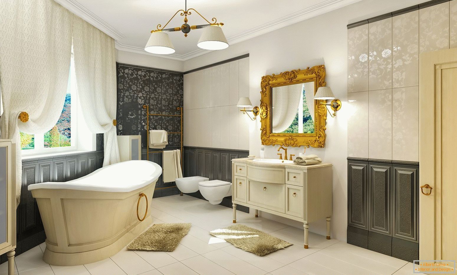 Fürdőszoba design klasszikus stílusban