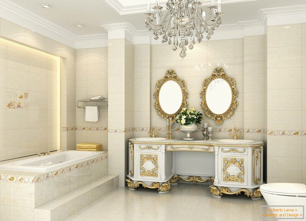 Világítás a fürdőszobában klasszikus stílusban