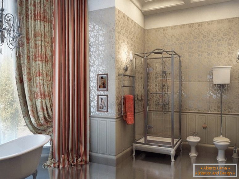 Textil a fürdőszobában klasszikus stílusban